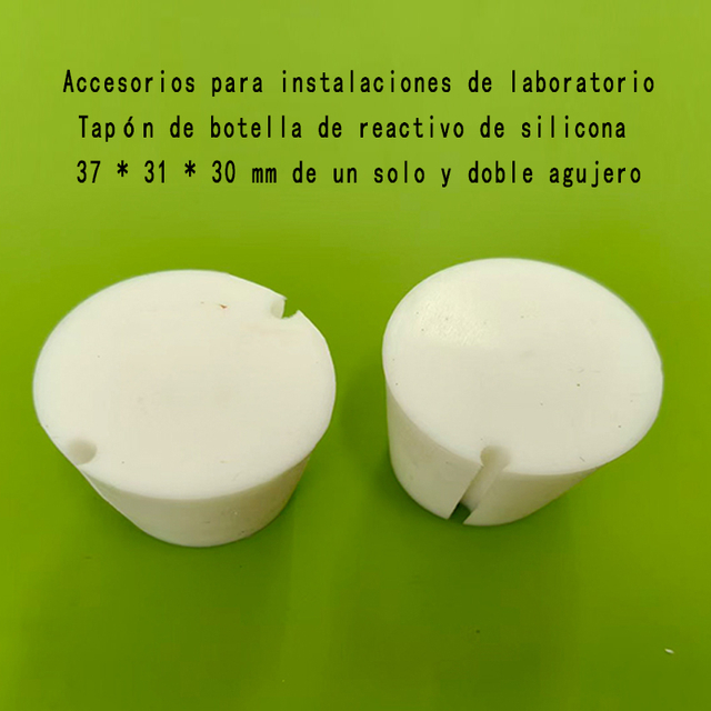 Accesorios para instalaciones de laboratorio Tapón de botella de reactivo de silicona 37 * 31 * 30 mm de un solo y doble agujero